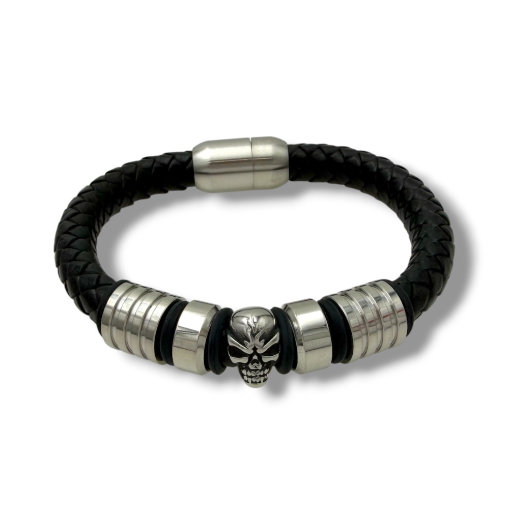 [BAU-720-11] Teschio-Bracciale in Acciaio da Uomo - BAU-720-11