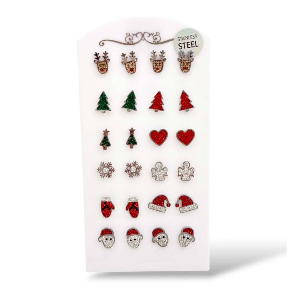 [OPA-413-836] Natale-12paia Orecchini a Lobo in Acciaio - OPA-413-836