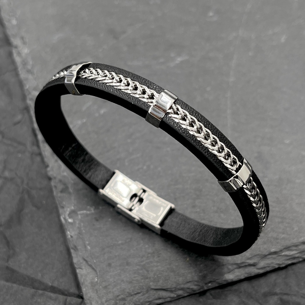 [BAU-720-44] Catena-Bracciale in Acciaio da uomo - BAU-720-44 (Nero)