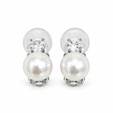 Perla Con Punto Luce-Orecchini clip acciaio - OR-103-AA7388E
