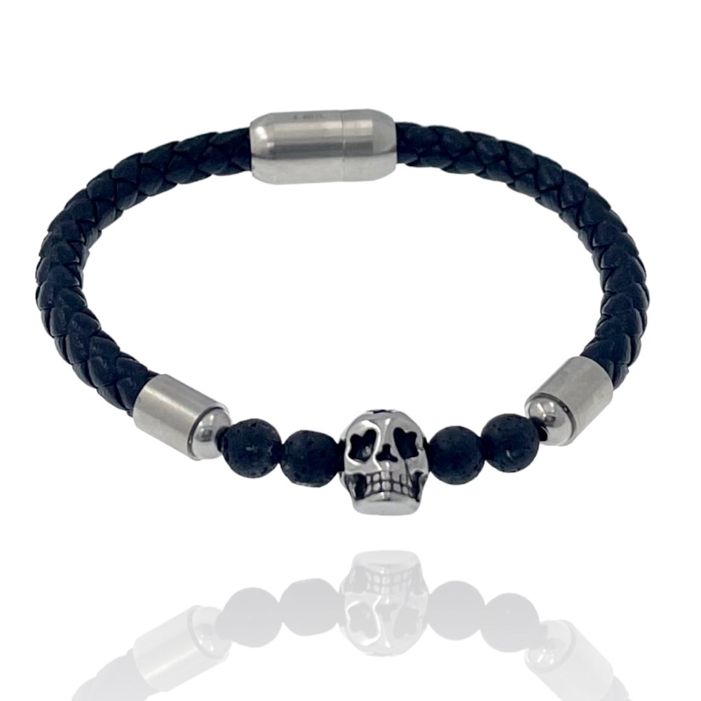 [BAU-600-B125] Teschio -Bracciale in Acciaio da Uomo - BAU-600-B125