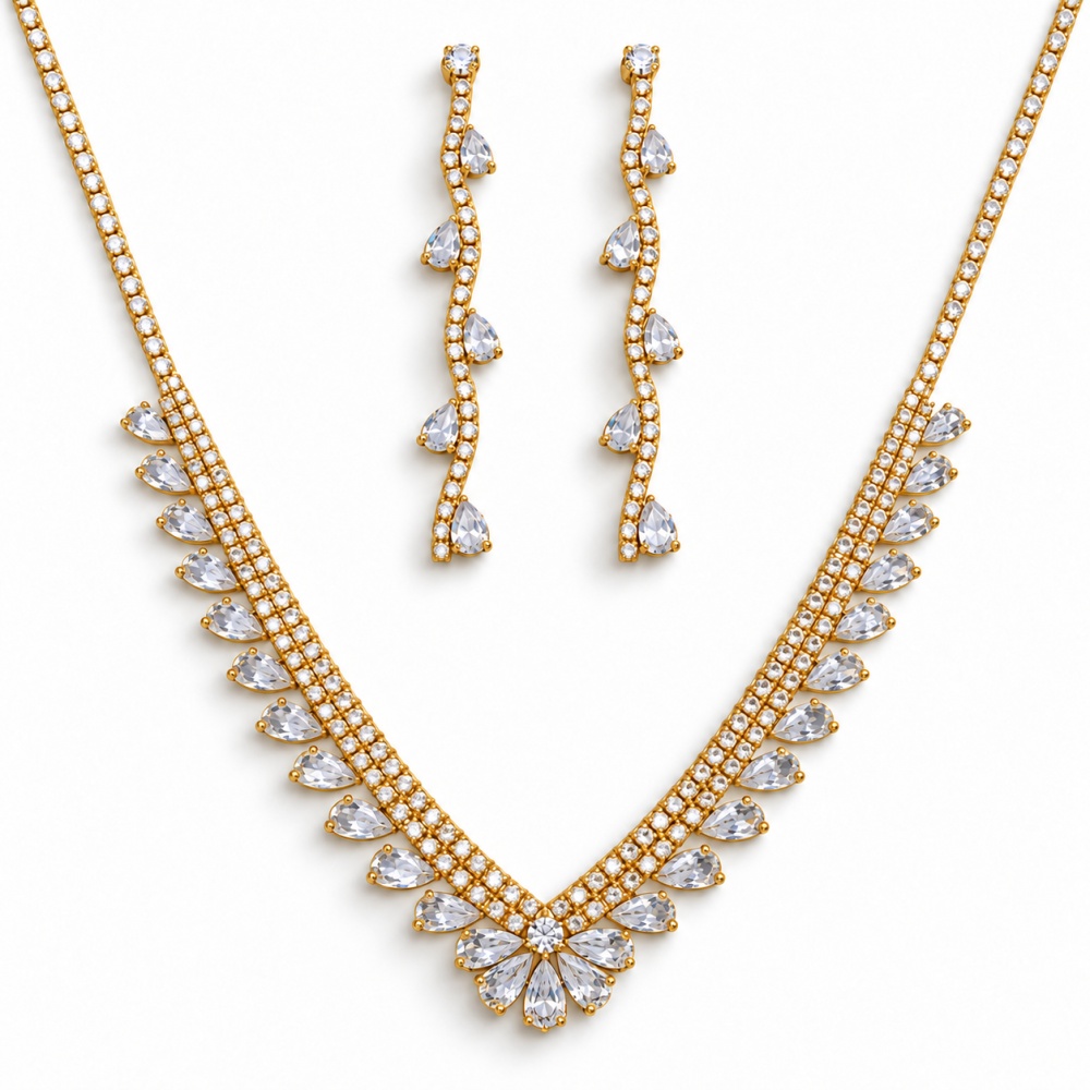 Set Collana-Orecchini Moda Per Sposa in Ottone - SET-416-L65