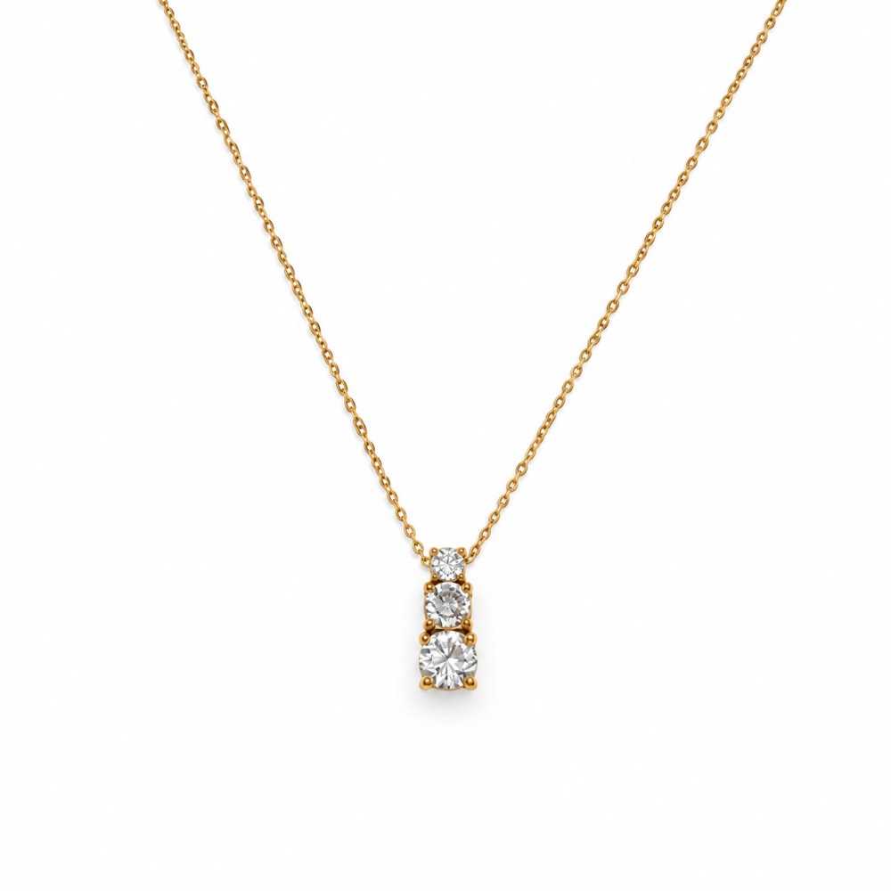 [CL-103-AA7602N] Punti Luce-Collana Corta in Acciaio - CL-103-AA7602N (Oro Giallo)