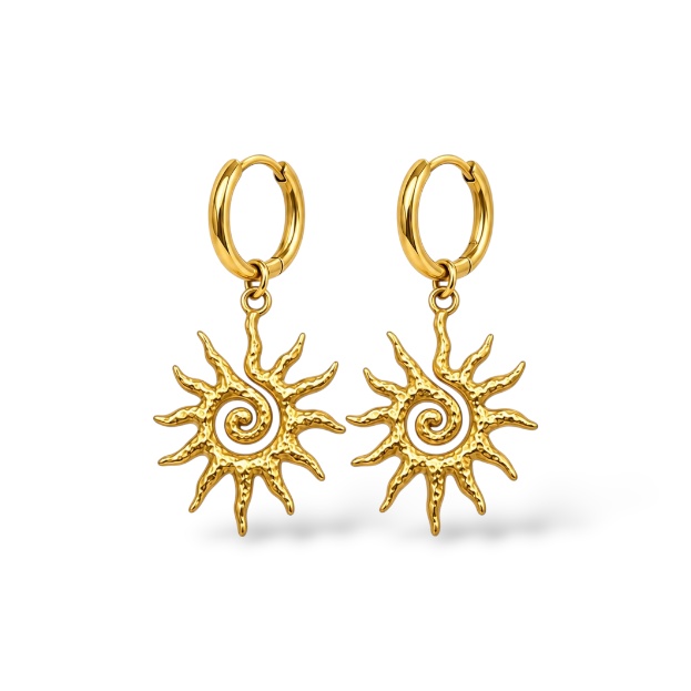 [OR-791-83] Sole-Orecchini A Cerchio In Acciaio - OR-791-83 (Oro Giallo)