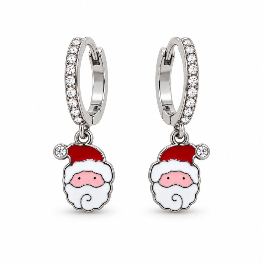 [OR-103-AA5039E/1] Babbo Natale -Orecchini in Acciaio - OR-103-AA5039E/1