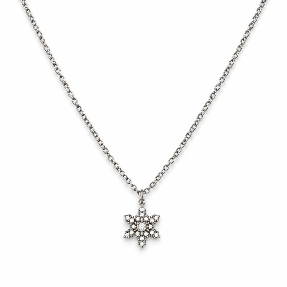 [CAC-103-AA6288N] Fiocco di Neve-Collana Girocollo in Acciaio - CAC-103-AA6288N (Argento)