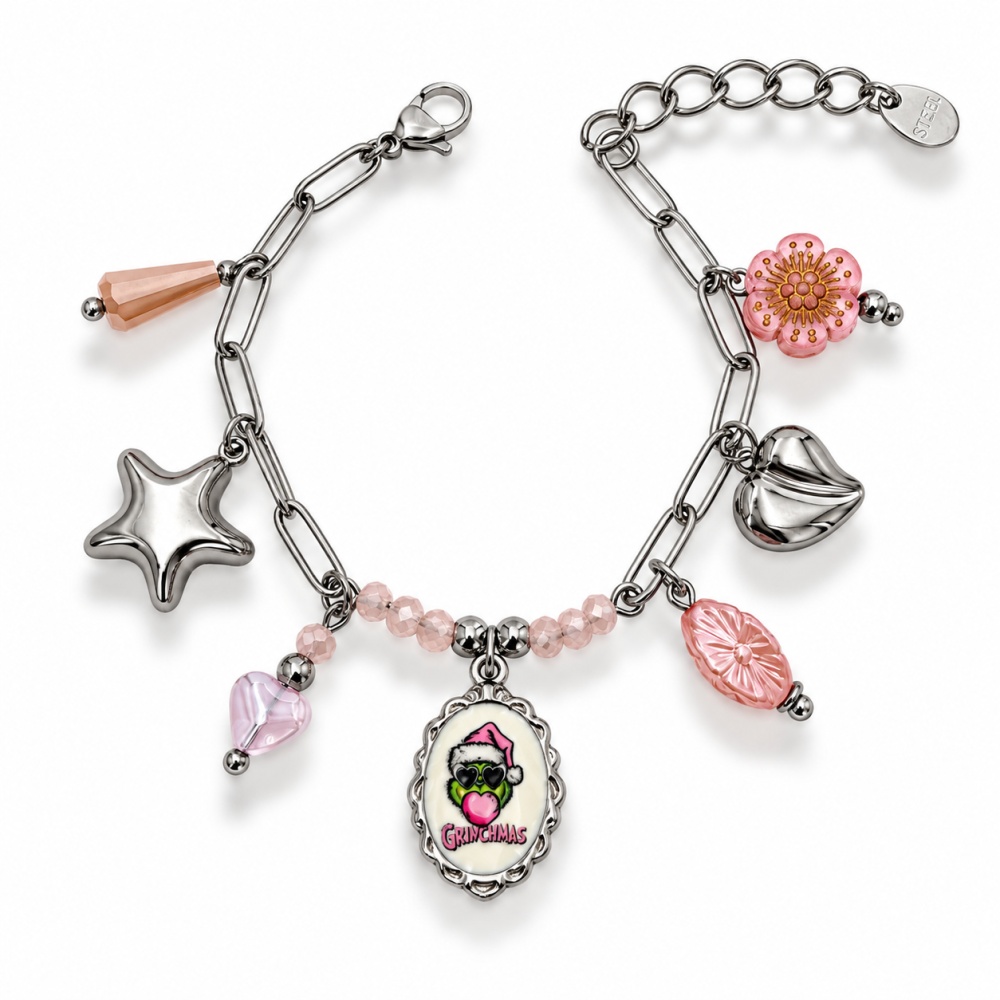 [BR-732-702] Grinch Natale-Bracciale in Acciaio - BR-732-702 (Argento)