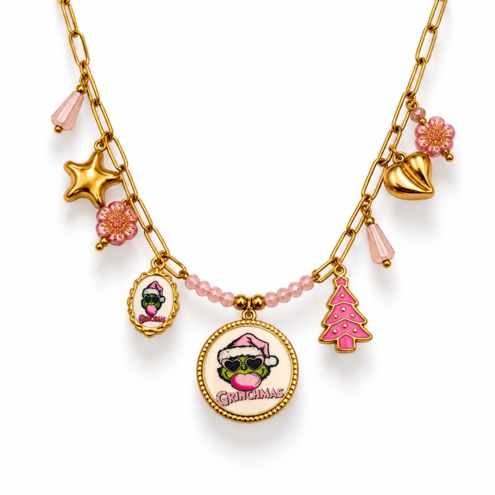 [CL-732-701] Grinch Natale- Collana In Acciaio - CL-732-701 (Oro Giallo)