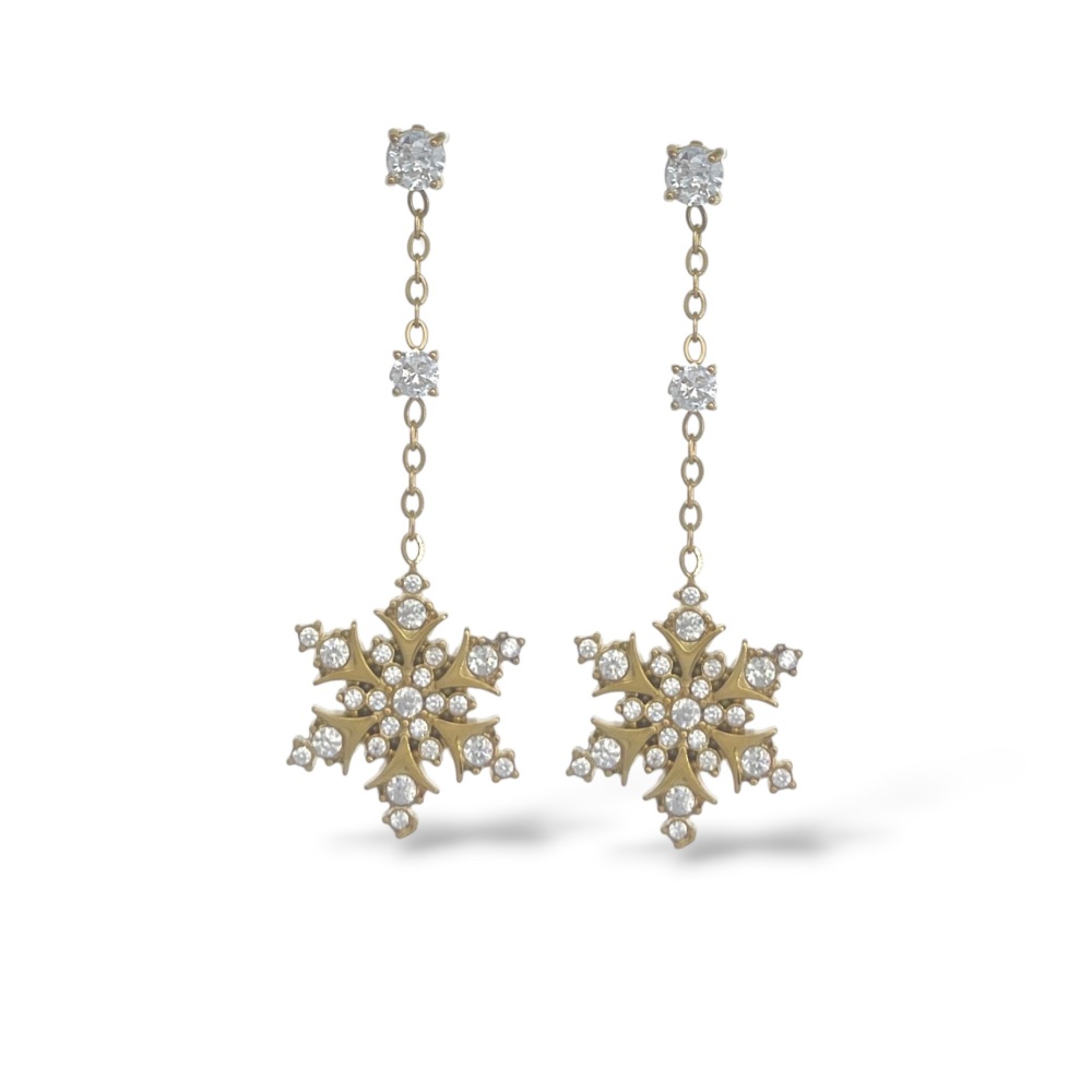 [OR-103-AA7354E] Fiocco Di Neve-Orecchini in Acciaio - OR-103-AA7354E (Oro Giallo)