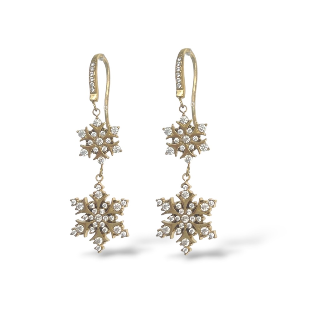 [OR-103-AA7353E] Fiocco Di Neve-Orecchini in Acciaio - OR-103-AA7353E (Oro Giallo)
