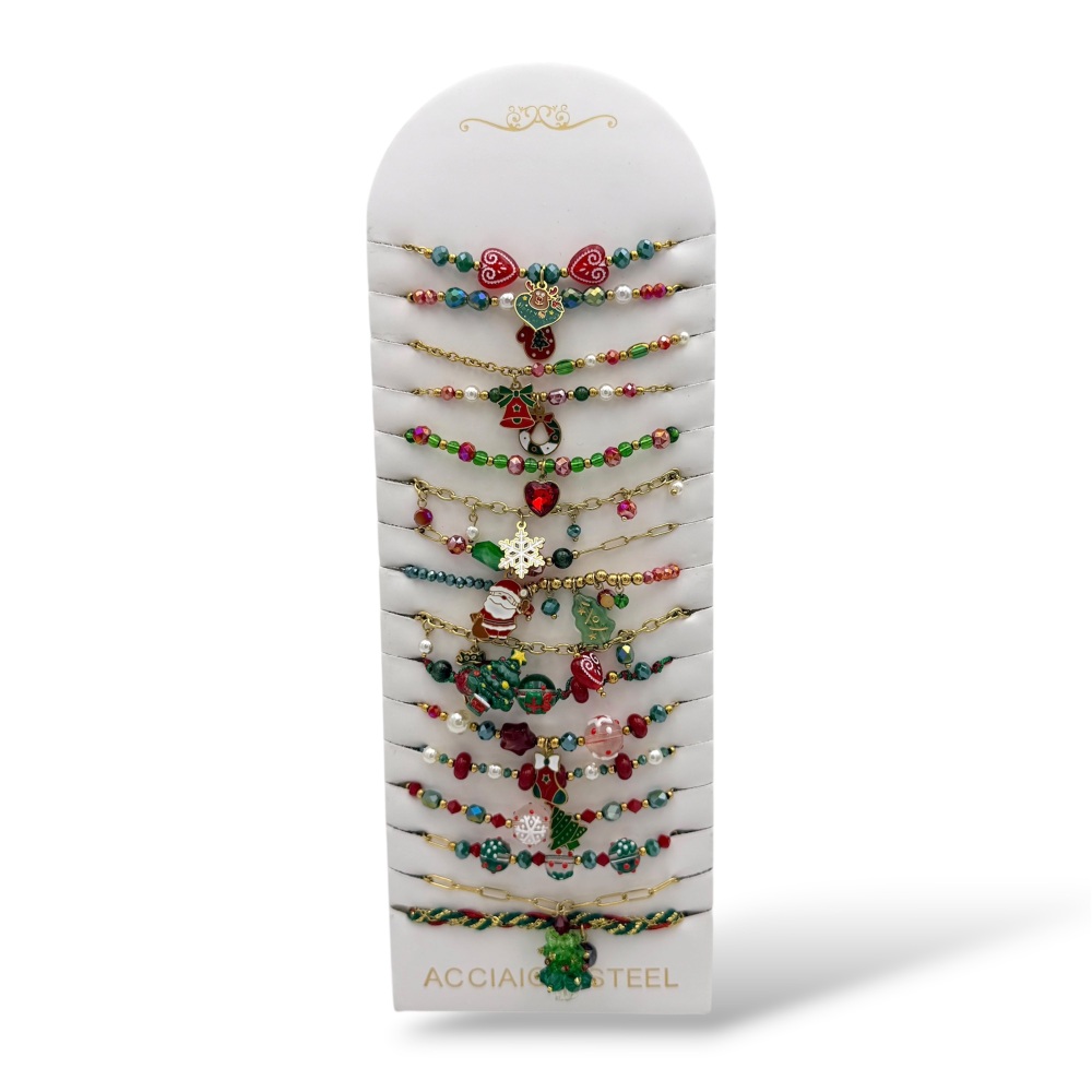 [BPA-794-186] Natale -16pz Bracciali Elastici in Acciaio - BPA-794-186