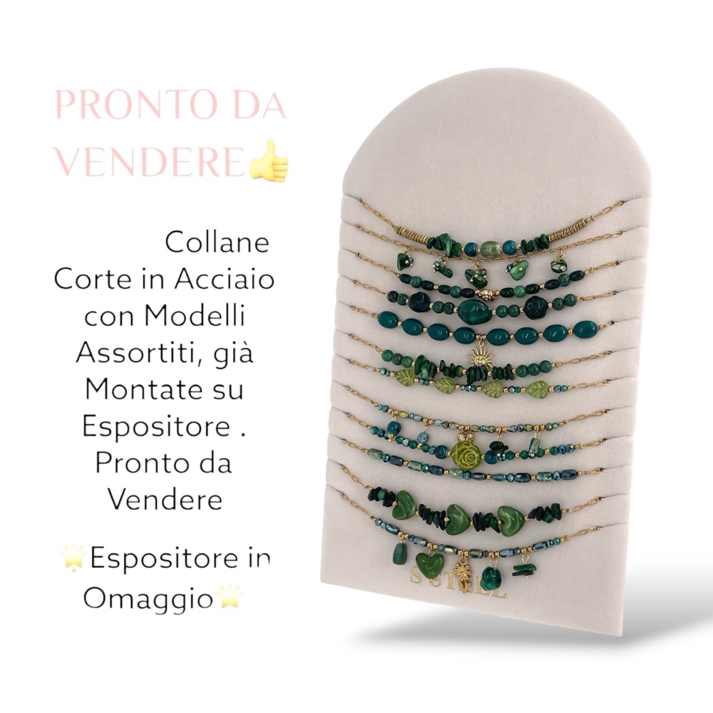 [CPA-735-115] Mix Modelli-12pz Collane in Acciaio - CPA-735-115 (Verde)