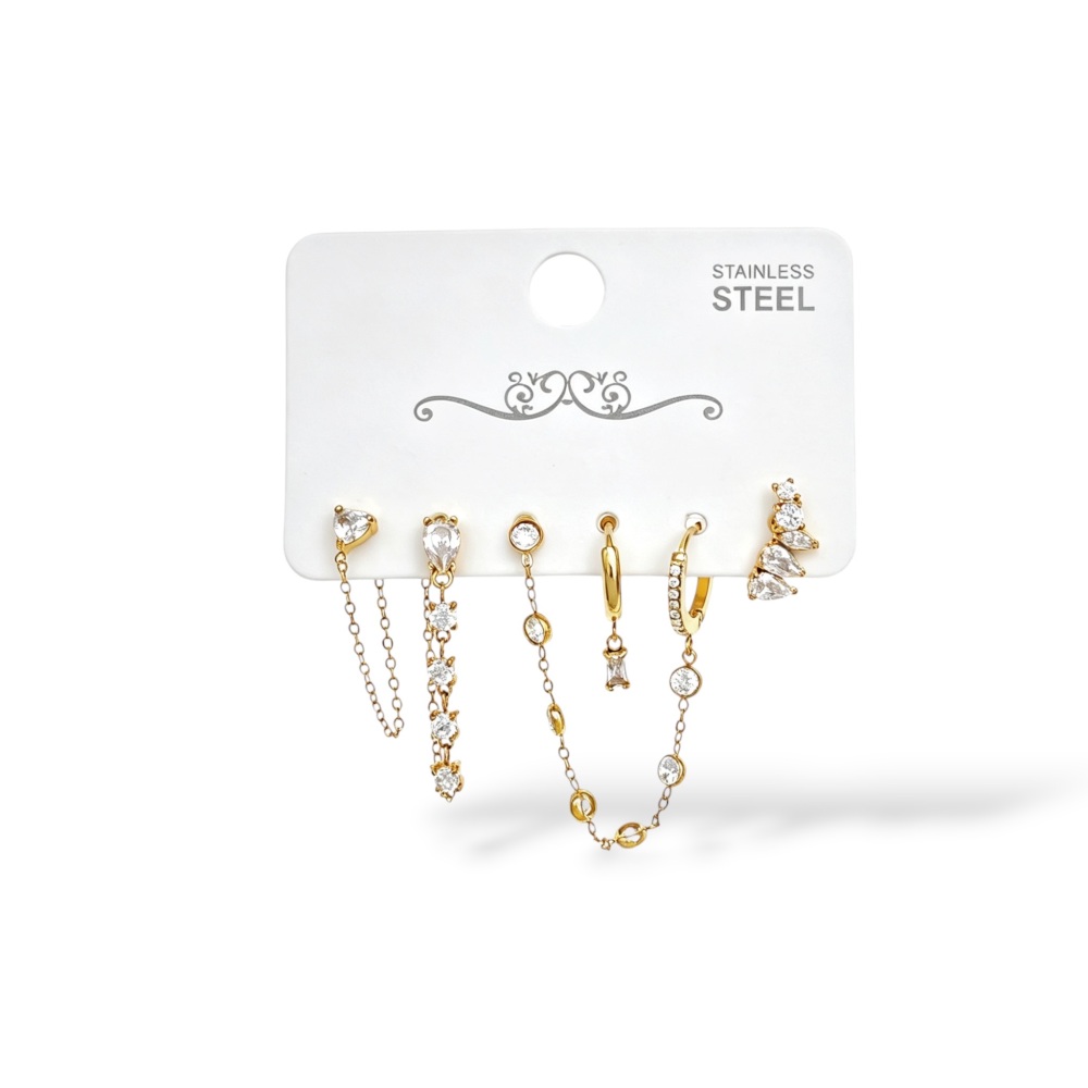 [OR-795-22719] Punto Luce-Orecchini A Set in Acciaio - OR-795-22719 (Bianco/Oro)