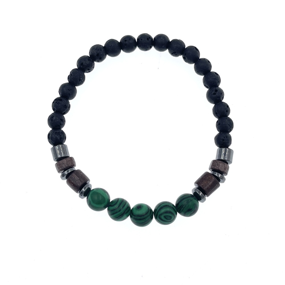 [BAU-739-02] Semplice-Bracciale Elastico in Acciaio da Uomo - BAU-739-02 (Verde)