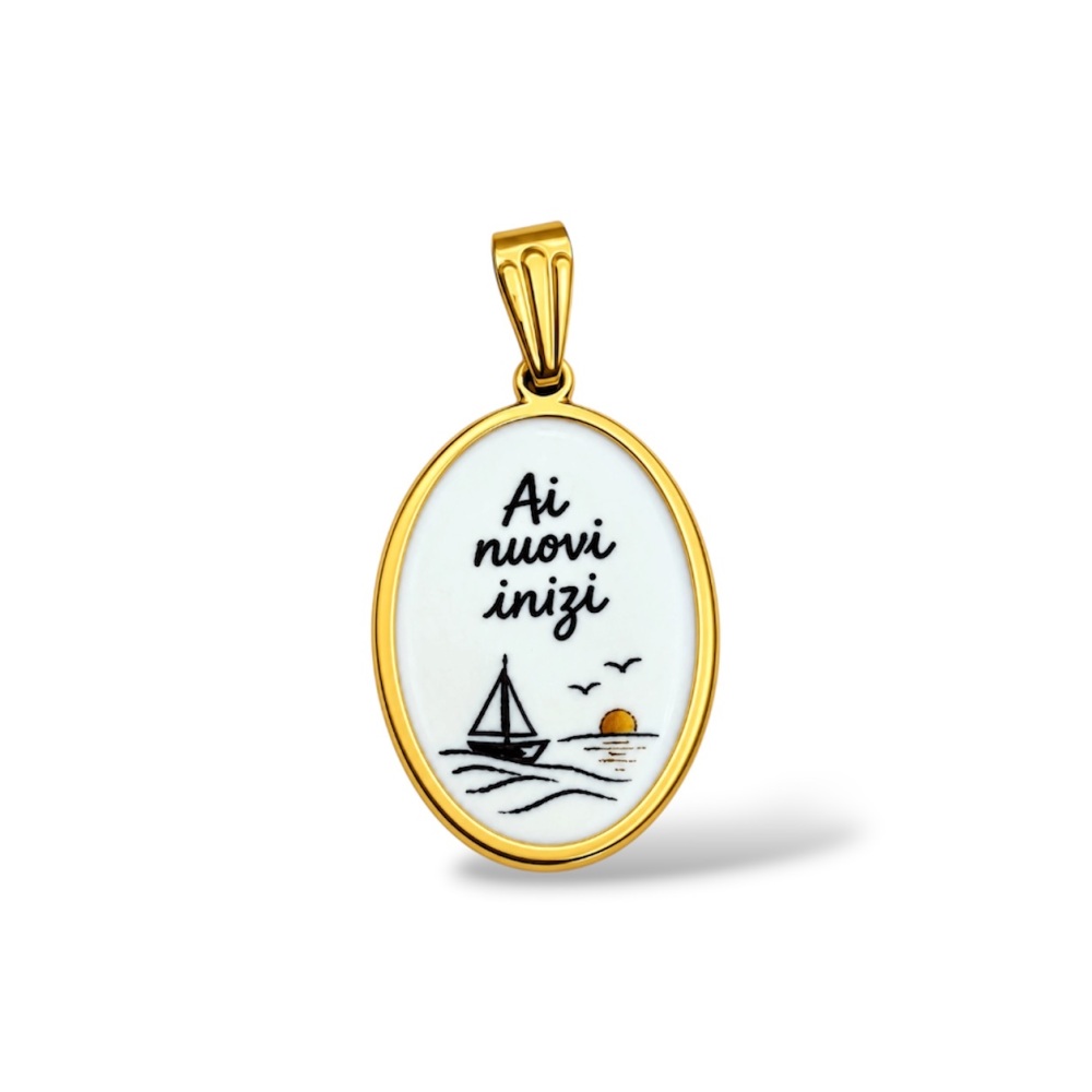 [DIY-732-14] Ai Nuovi Inizi (Piccolo)-Ciondolo/Charms in Acciaio - DIY-732-14 (Oro Giallo)