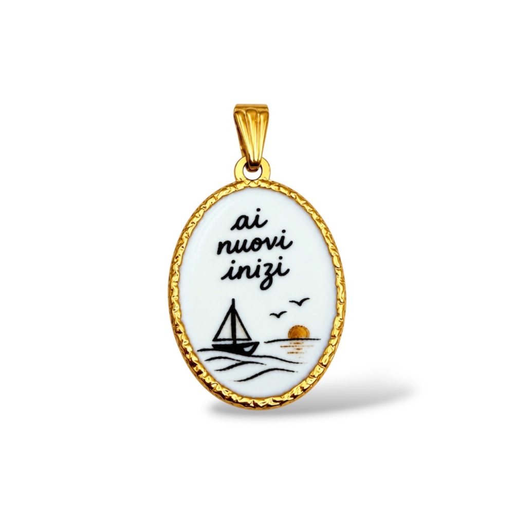 [DIY-732-13] Ai Nuovi Inizi (grande)-Ciondolo/Charms in Acciaio - DIY-732-13 (Oro Giallo)