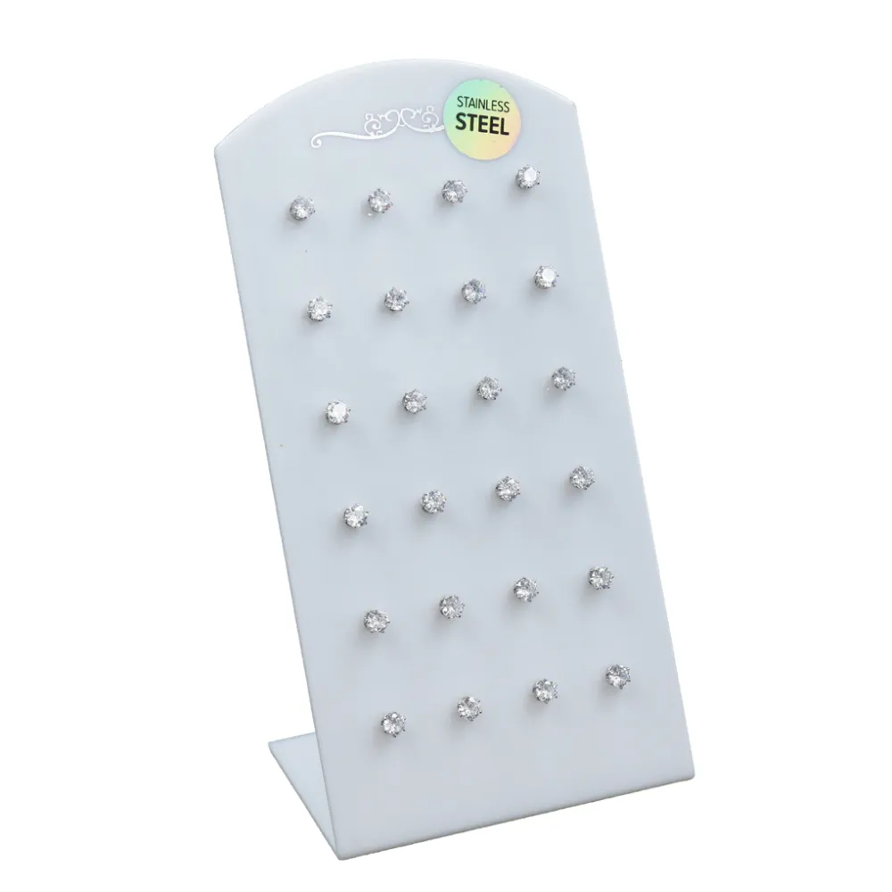 Orecchini punto luce a lobo in acciaio 4 cm (Conf. da 12 paia) - 12 Paia Punto Luce 4 mm