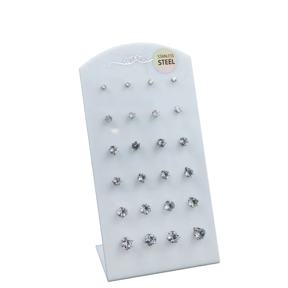 Orecchini punto luce a lobo in acciaio 3 cm (Conf. da 12 paia) - 12 Paia Punto Luce TONDO Scalare