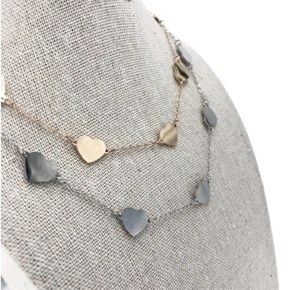 Collana corta in  acciaio - 7 CUORE 3898 - GIROCOLLO  ACCIAIO