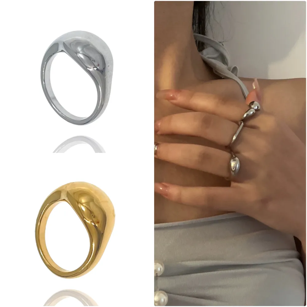 Semplice-Anello con Misura in Acciaio - AAM-103-AA3524R (Argento)