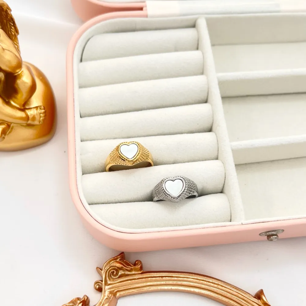 Cuore-Anello in Acciaio con Misura - AAM-105-192 (Argento)