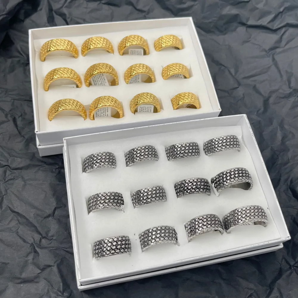 Fede con Intrecciato-Anello in Acciaio con Misure - AAM-423-52