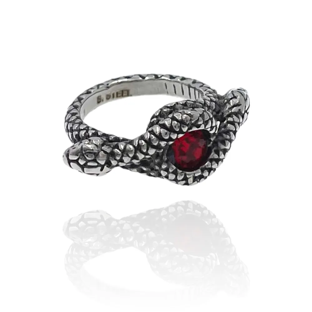 Serpente con Pietra-Anello in Acciaio con Misure - AAM-518-225 (Nero)