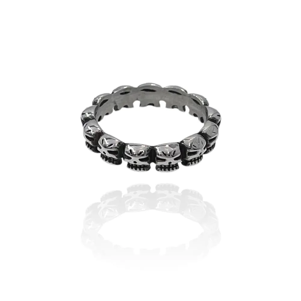 Fede con Teschio-Anello in Acciaio con Misure - AAM-518-235