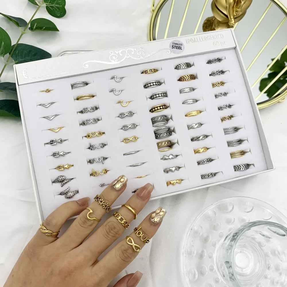 Mix Soggetti  Farange-60pz Anelli Regolabilo da Farange/Mignolo - AAR-103-1446-1465R (MIX)