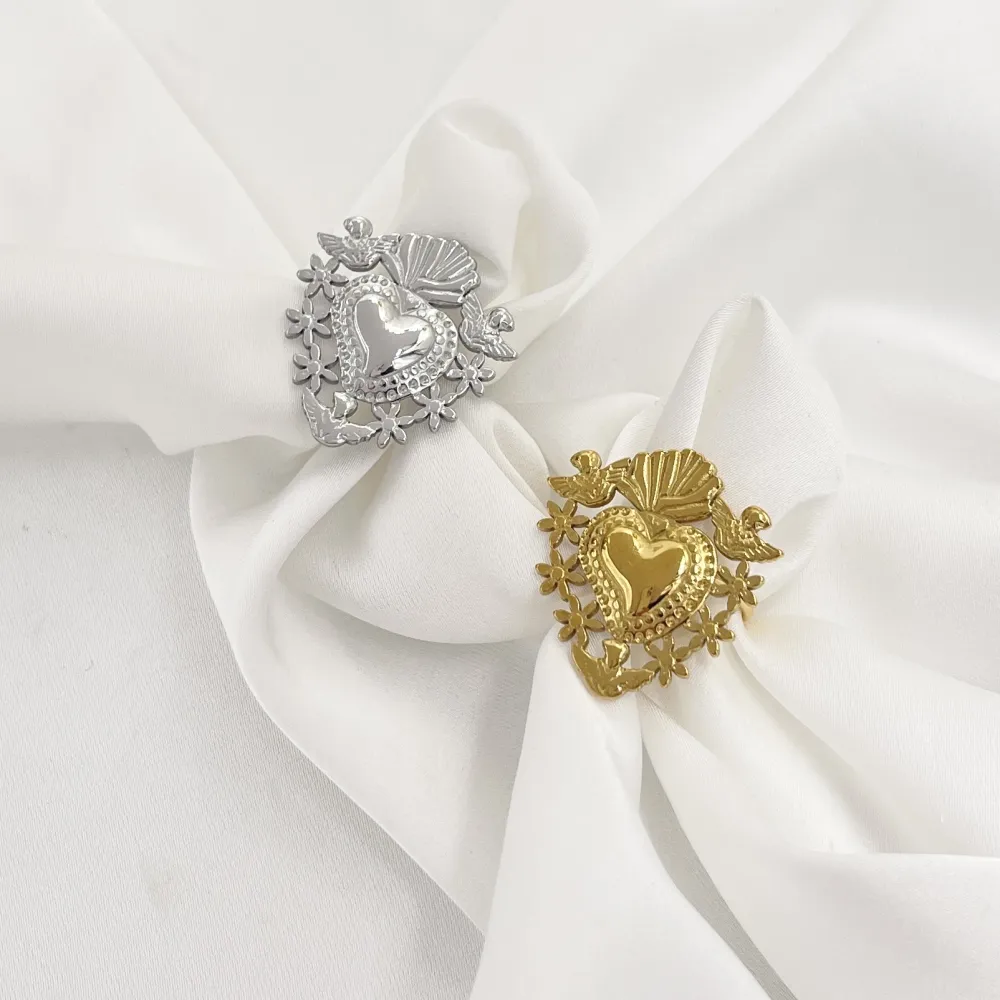 Sacro Cuore-Anello Regolabile in Acciaio - AAR-103-AA2706B