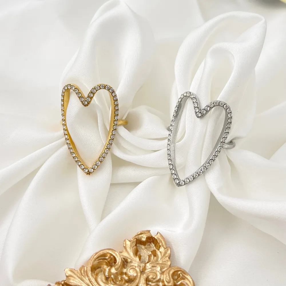 Cuore Vuoto  -Anello Regolabile in Acciaio - AAR-103-AA4225R (Argento)