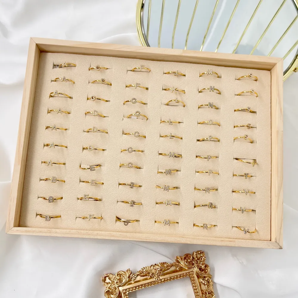 Iniziale-60 pz Anelli in Acciaio - AAR-103-AA4350R (Oro Giallo)