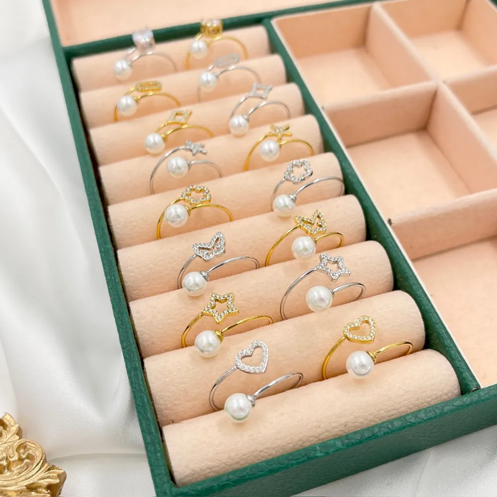 [AAR-103-AA5058-5065R] Mix Soggetti con Perla-36pz Anelli Regolabili in Acciaio - AAR-103-AA5058-5065R