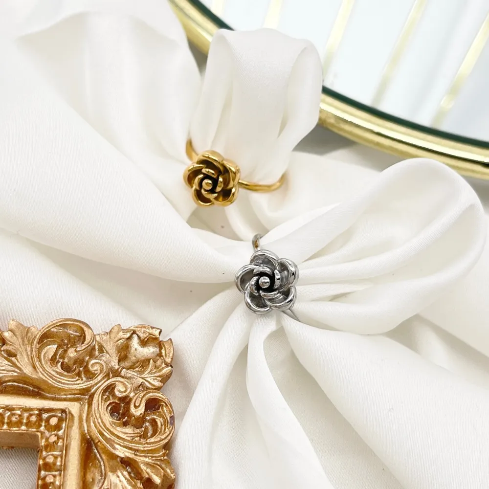 Fiore Rosa  -Anello Regolabile in Acciaio - AAR-103-AA5316R