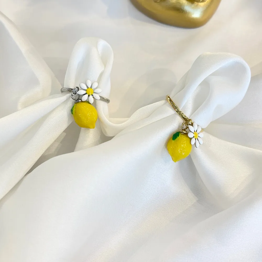 Limone Margherita  -Anello Regolabile in Acciaio - AAR-103-AA5402R (Argento)