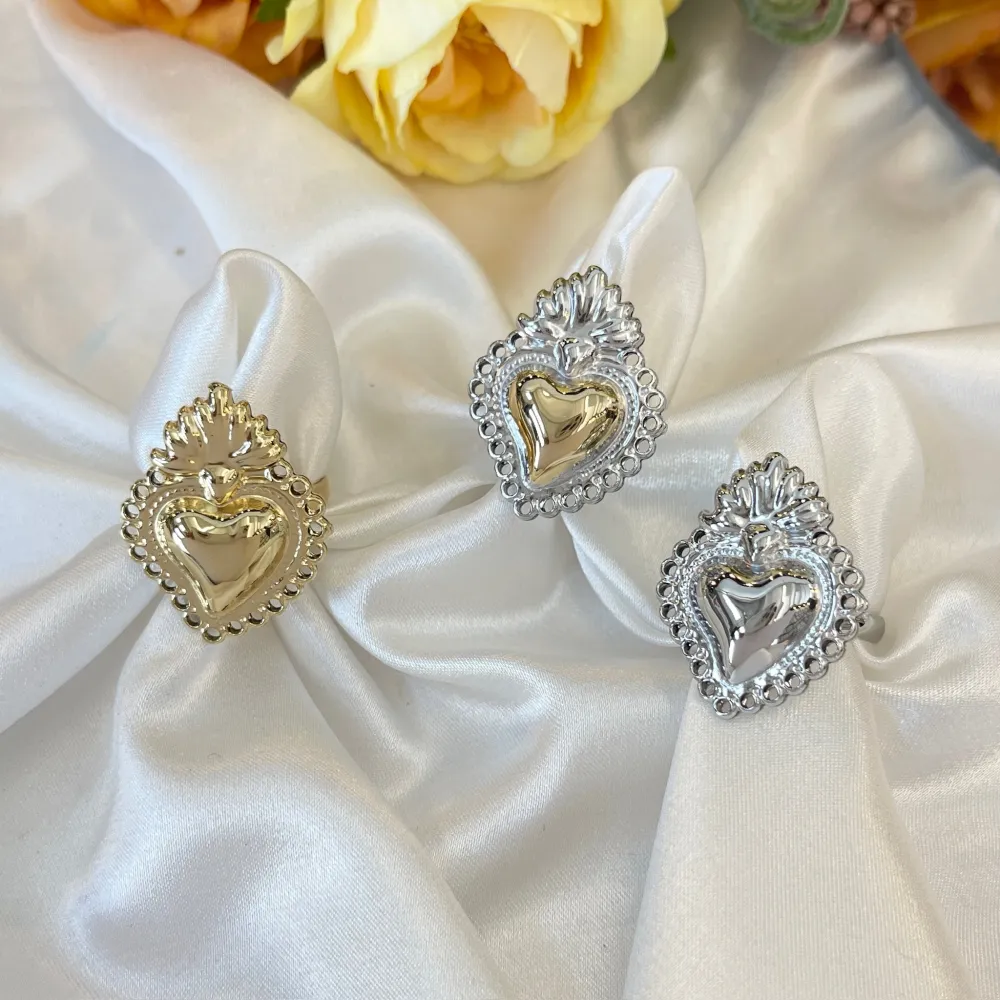 Sacro Cuore -Anello Regolabile in Acciaio - AAR-103-AA5740R