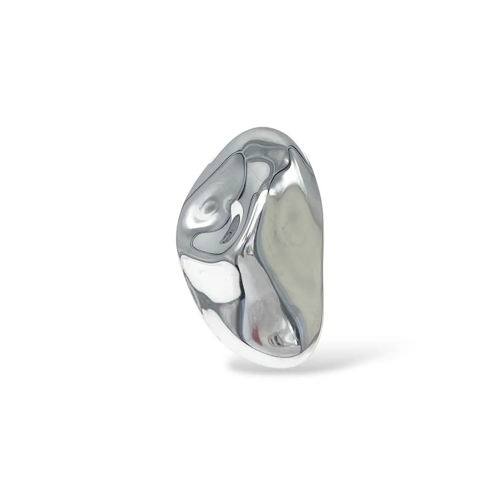 Goccia Lavorata-Anello Regolabile in Acciaio - AAR-103-AA6133R (Argento)