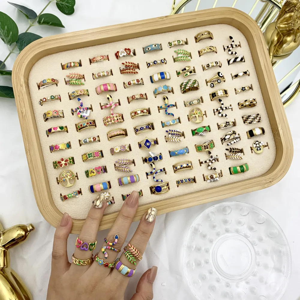 Mix Modelli Smaltati-76pz Anelli Regolabili in Acciaio - AAR-105-172