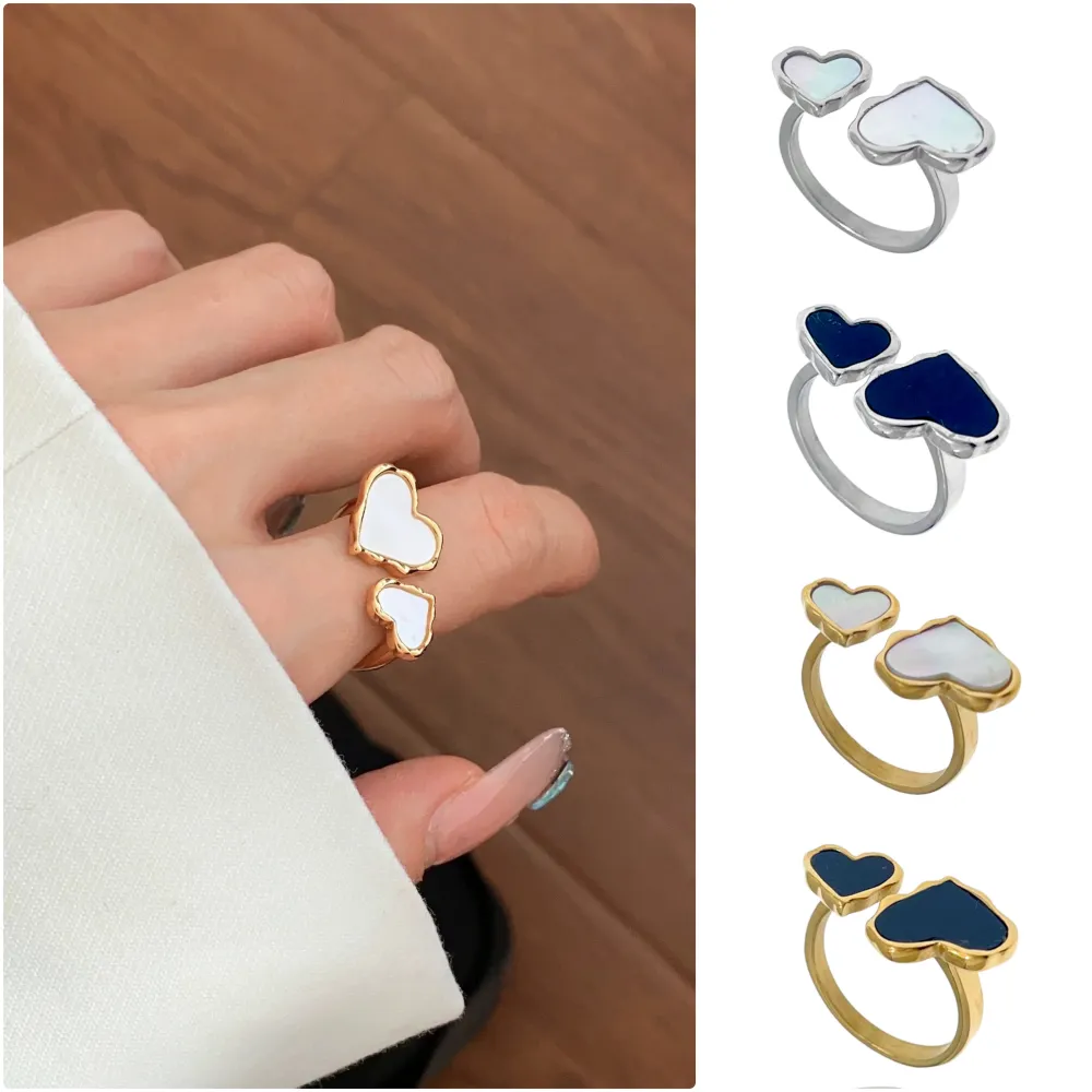 Doppio Cuore-Anello in Acciaio Regolabile - AAR-105-201