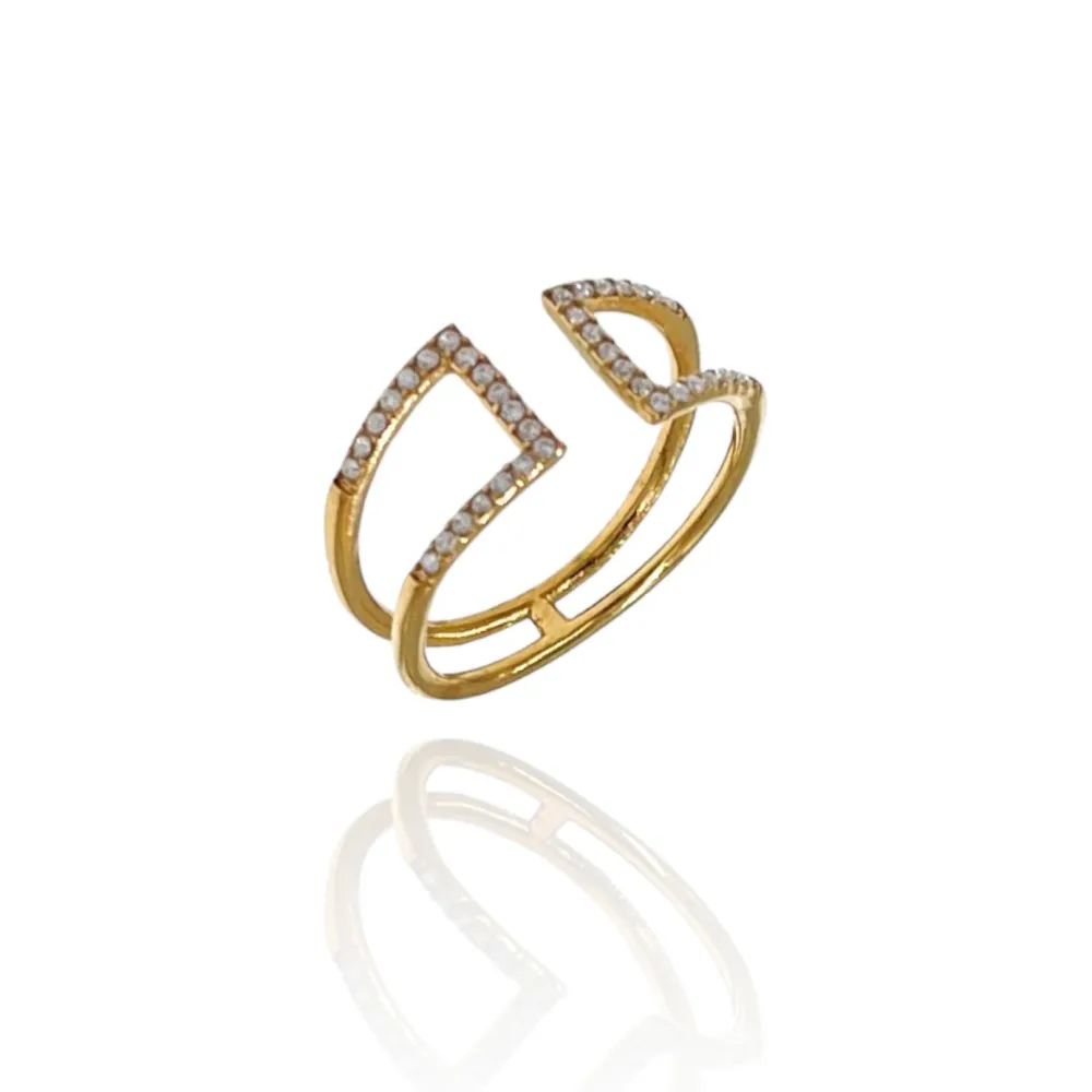 [AAR-4242R] Semplice con Zirconia-Anello Regolabile in Acciaio - AAR-4242R