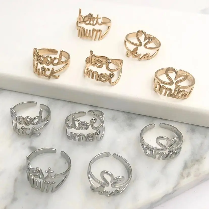 Scritte -36pz mix anelli regolabili in Acciaio - AAR104-A103