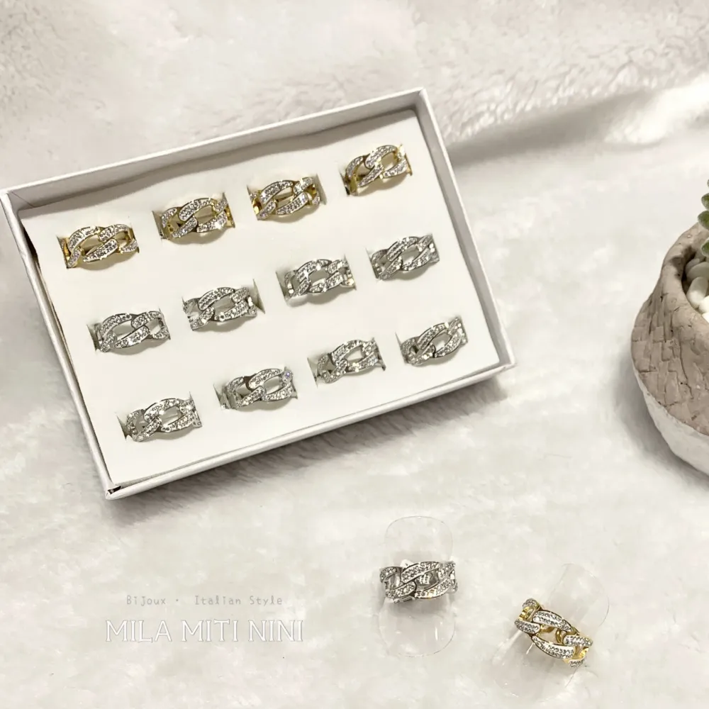 [AAR413-469] Catena-12pz Anelli Regolabili in Acciaio - AAR413-469