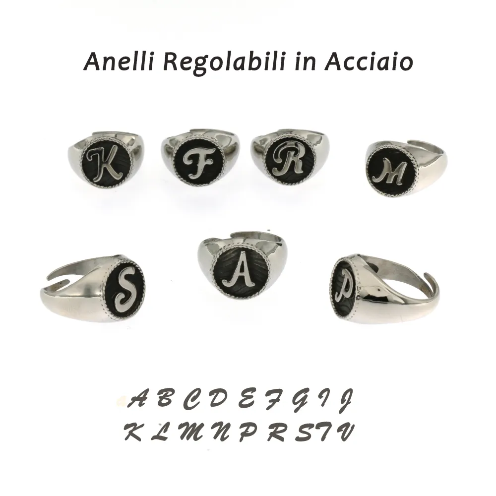 [AAR5414-INIZIALE- Anelli in Acciaio Regolabile] AAR-INIZIALE 5410 - Anelli in Acciaio Regolabile - AAR5414-INIZIALE- Anelli in Acciaio Regolabile (S)