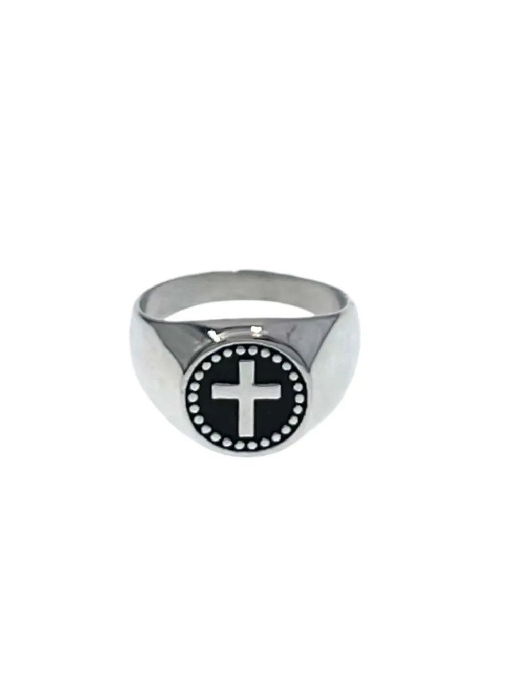 [AAU-105-138] Croce-Anello in Acciaio con Misure - AAU-105-138