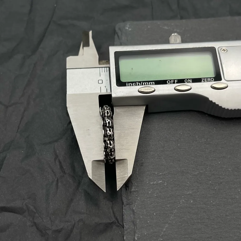 Fede con Teschio-Anello in Acciaio con Misure - AAU-105-148