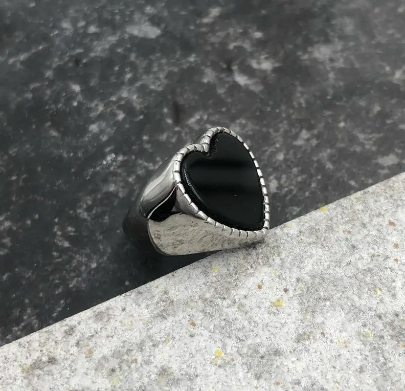 [AAU518-09] Cuore Nero-12pz Anelli in Acciaio - AAU518-09