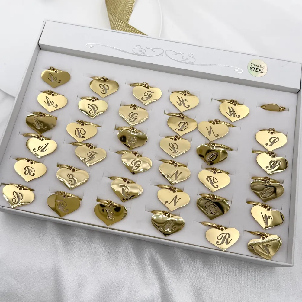 AMR7779-Cuore Iniziale ORO GIALLO -Anello Regolabile - AMR7779-Cuore Iniziale ORO GIALLO -Anello Regolabile