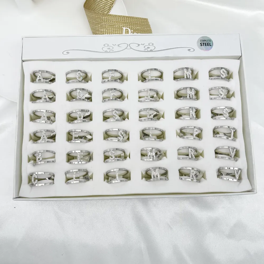[AMR7780-Iniziale Con Strass-36Pz Anelli Regolabile] AMR7780-Iniziale Con Strass-36Pz Anelli Regolabile - AMR7780-Iniziale Con Strass-36Pz Anelli Regolabile (Oro Giallo)
