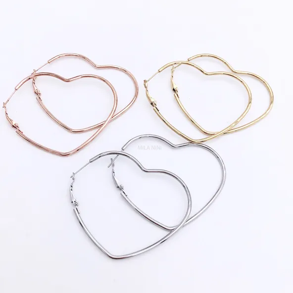 Cerchio cuore 70mm  -Orecchini acciaio - AOC Cerchio cuore 70mm  -Orecchini acciaio (Acciaio)