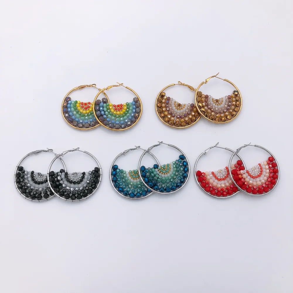 Orecchini in vetro - Acciaio Cerchio con cristallo - Orecchini cristallo